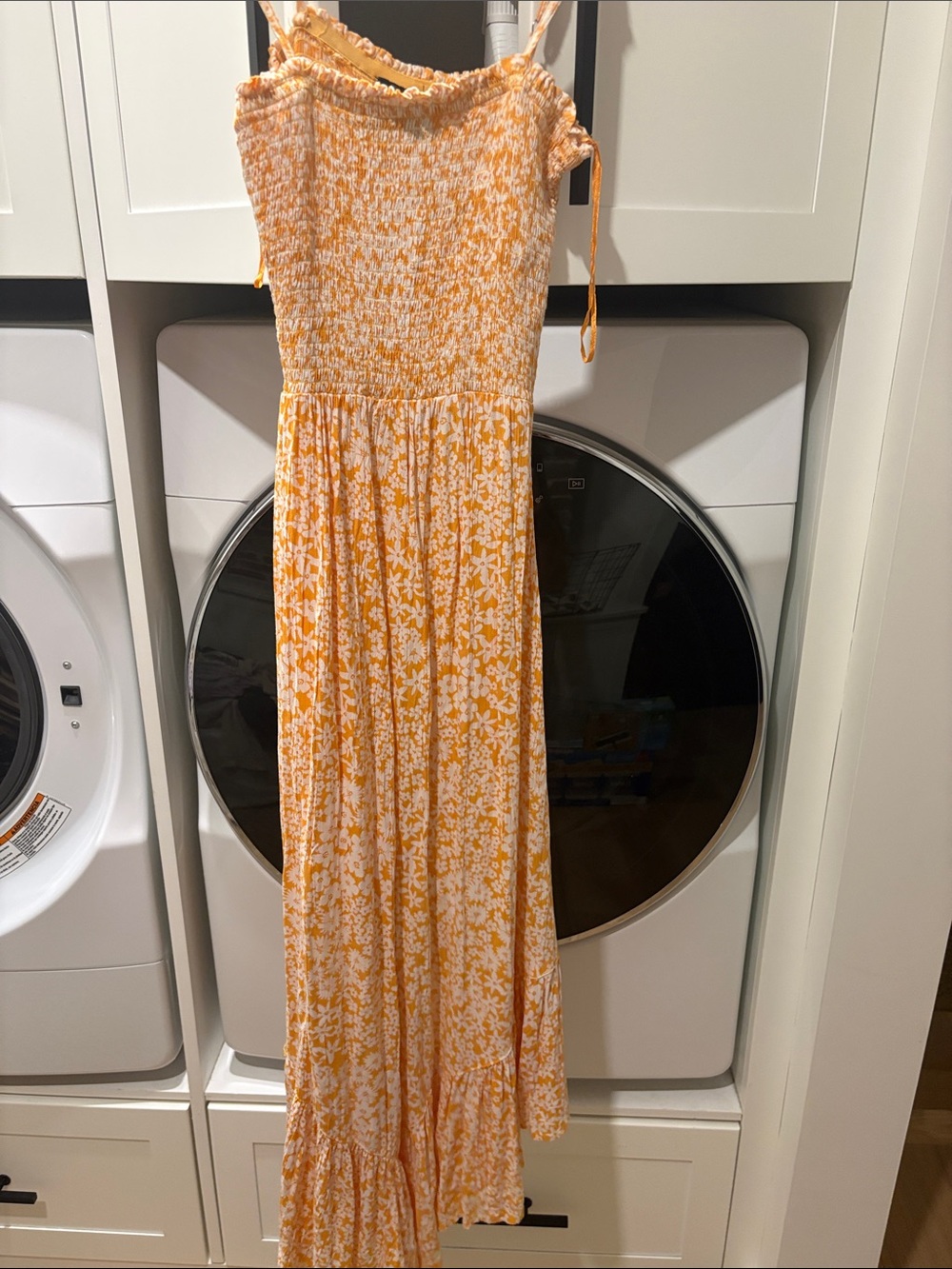 Angie Yellow and White Floral Smocked Dress